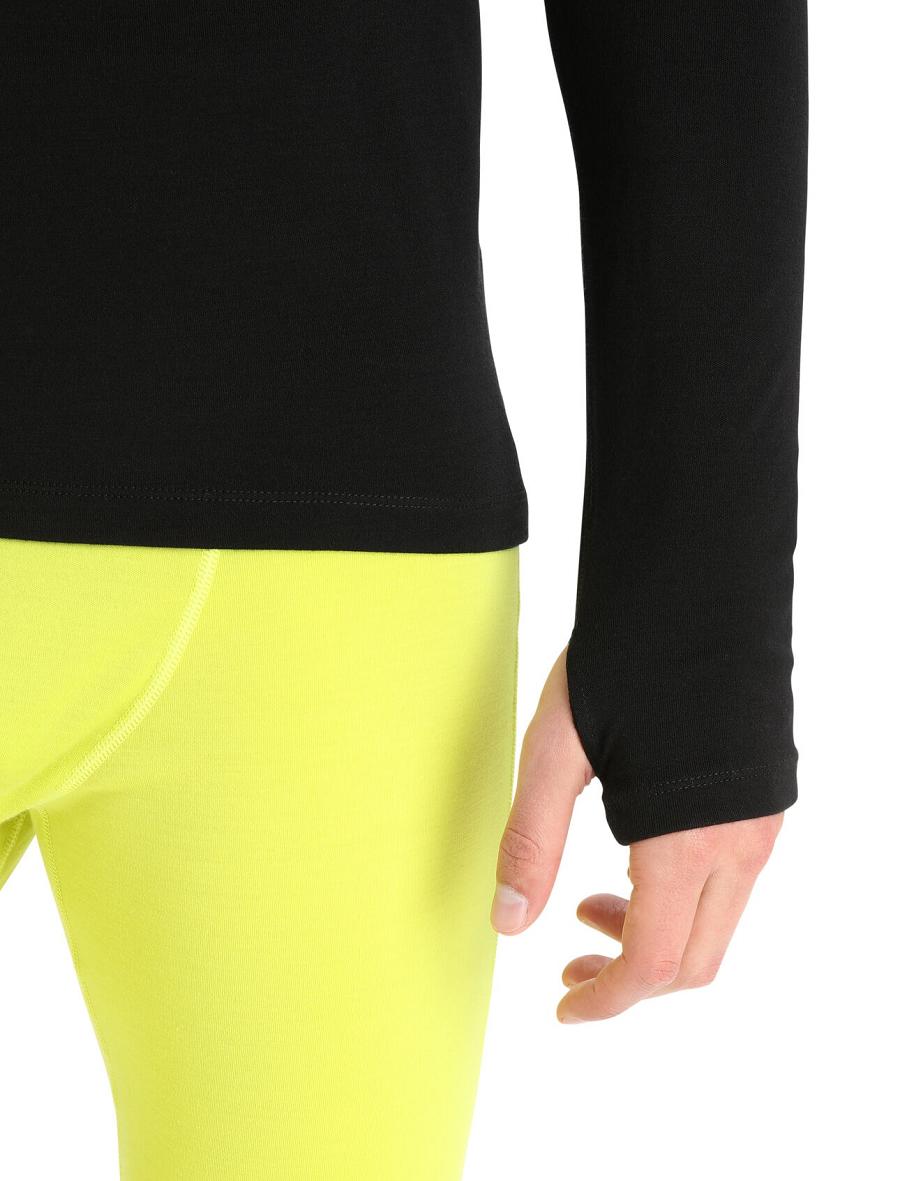 Icebreaker MerinoFine™ Long Sleeve Roll Neck Férfi Base Layers Fekete | HU 1344BEXC